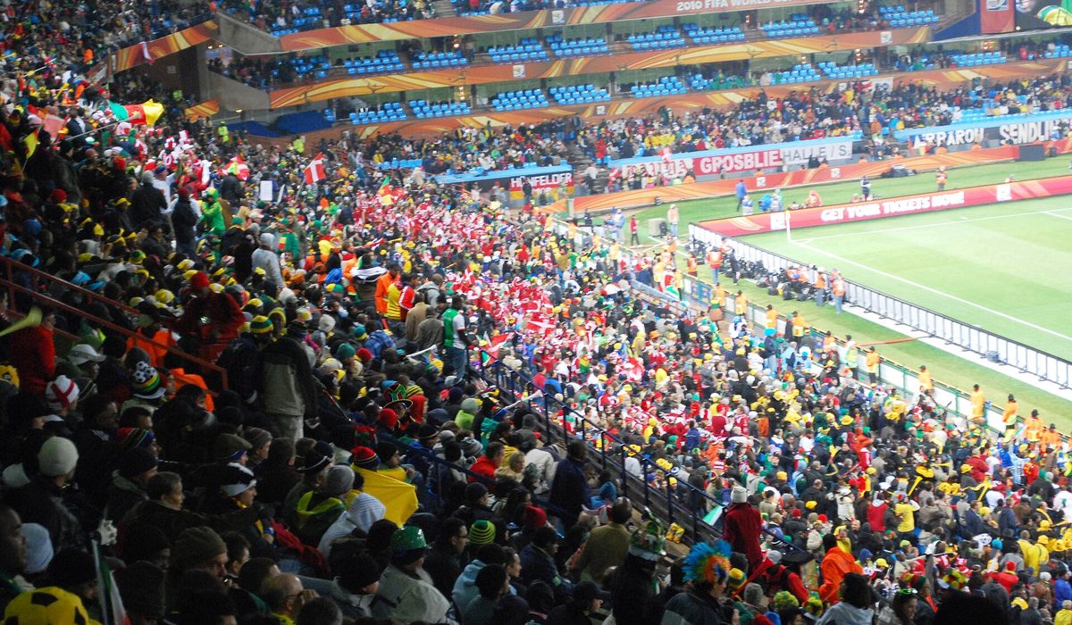 Football fans watching a match