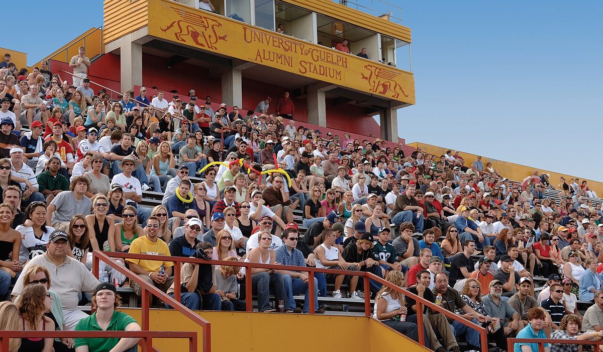 Packed football stand during a match