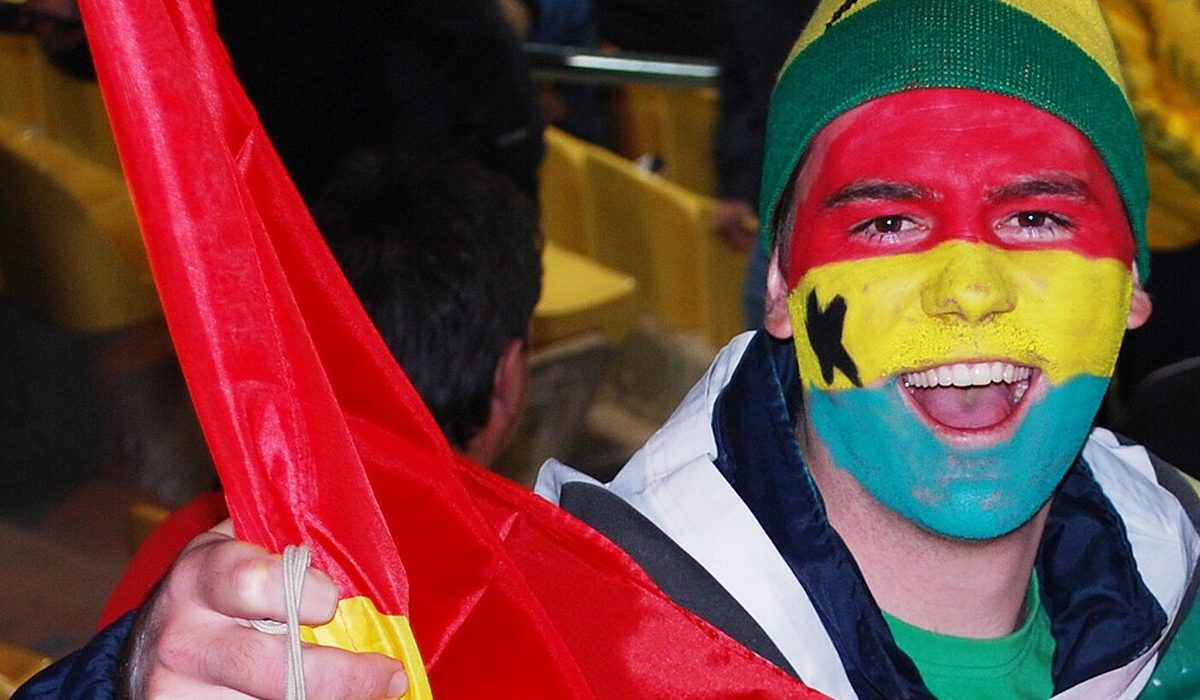 Football supporters at a match in Africa
